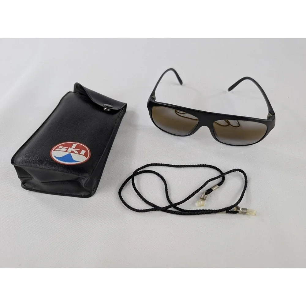 Vintage Ski Sunglasses w/ I Ski Case And Neck Strap Yellow Lenses‎ France